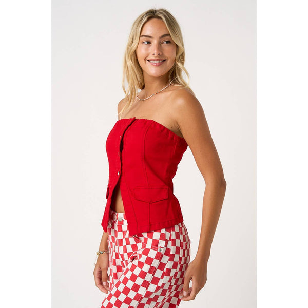 mittoshop - SPLIT HEM BUTTONED TUBE TOP