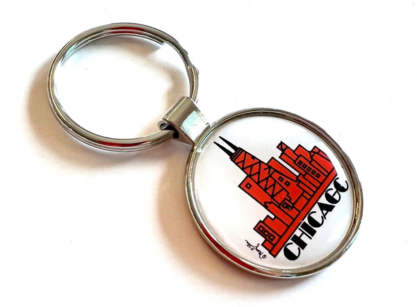 Mary Ellis - Chicago Keychain Skyline Red | Chicago Gift Key Ring