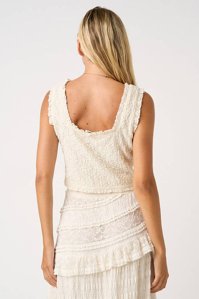 mittoshop - POPCORN TEXTURE TIE FRONT CROPPED TANK TOP
