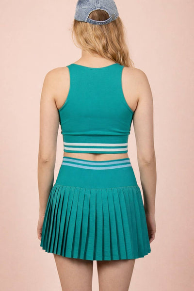 VERY J - NT12571SET-Striped Band Detail Activewear Top & Skirt Set