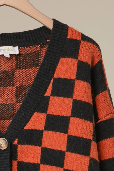 Mello. - Checkerboard Halloween Cardigan