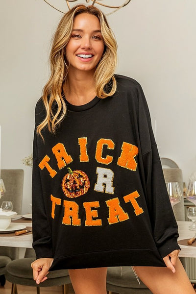 Trick Or Treat Sequin & Applique Sweatshirt