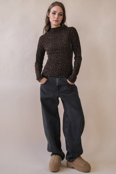 Mock Neck Leopard Top - Multiple Colors