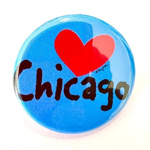Mary Ellis - Chicago Button Blue Heart Button | Love Chicago Pin Gift