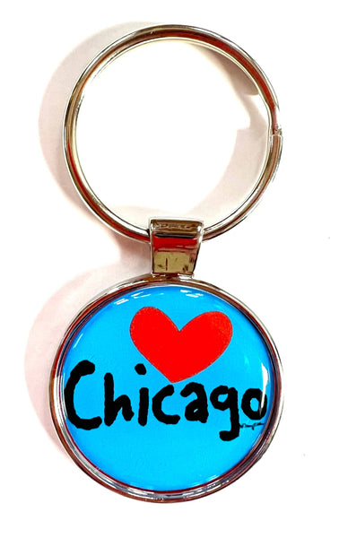 Mary Ellis - Chicago Heart Keychain | Chicago Key Ring Souvenir Gift