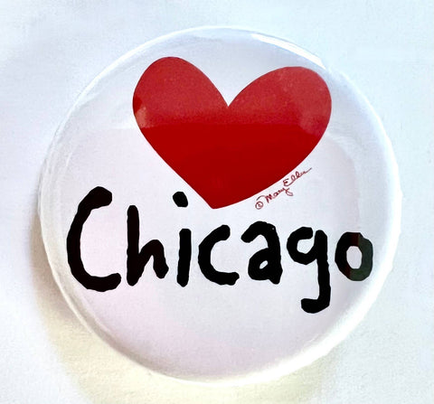 Mary Ellis - Chicago Heart Button Mini Pin | Love Chicago Souvenir Gift