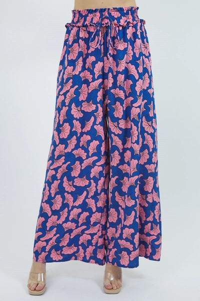Fun Floral High Waist Wide Leg Pants