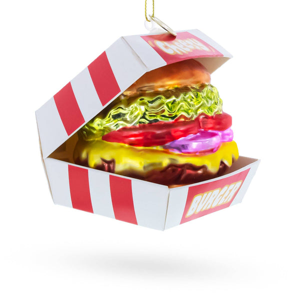 Cheeseburger in Box Glass Ornament
