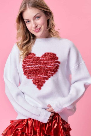 Sparkle Heart Oversize Sweater