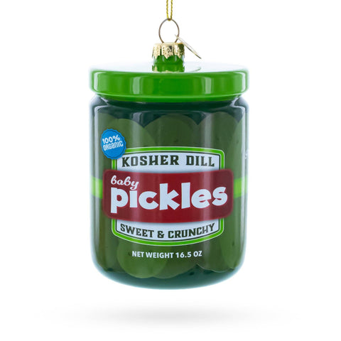 Kosher Dill Pickles Jar Glass Ornament