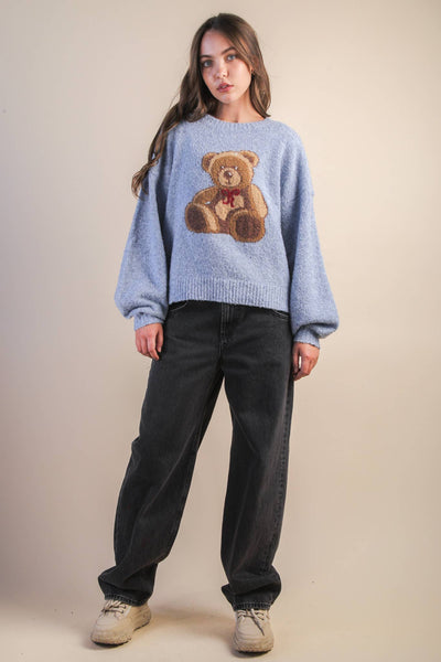Teddy Bear Cozy Sweater - Blue