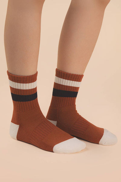VERY J - SC10025C - Color Block Stripe Crew Socks