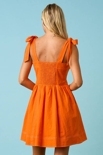 mittoshop - GAME DAY CONTRAST STITCH TIE SHOULDER MINI DRESS