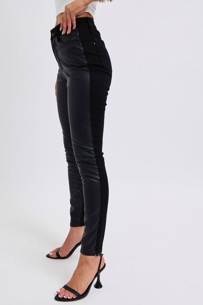 Judy Blue High Waist Leather & Denim Skinny