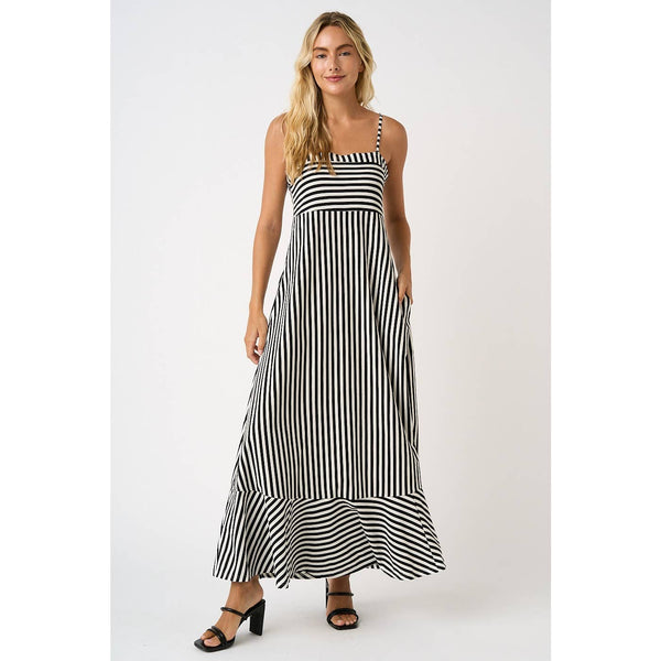 mittoshop - STRIPED SLEEVELESS BACK CUTOUT SUMMER MAXI DRESS