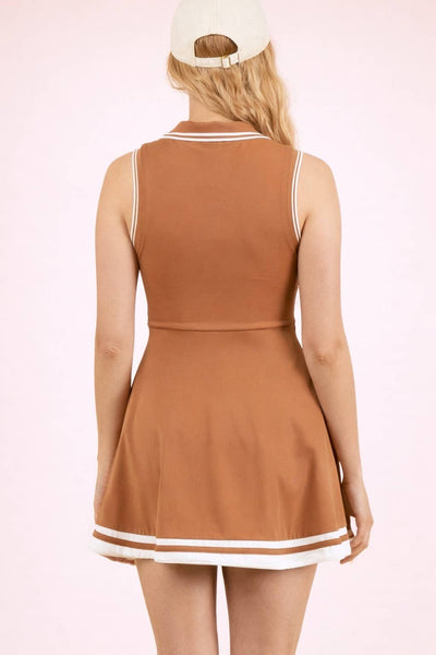 VERY J - ND32089-Collared Sleeveless Activewear Tennis Dress