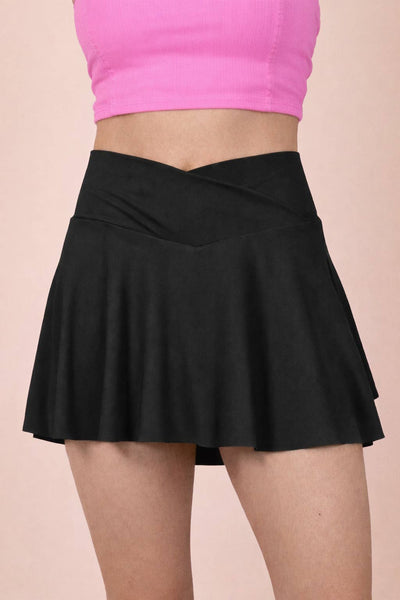 VERY J - NS50157-Layered Bottom Activewear Skirt W/ Inside Shorts