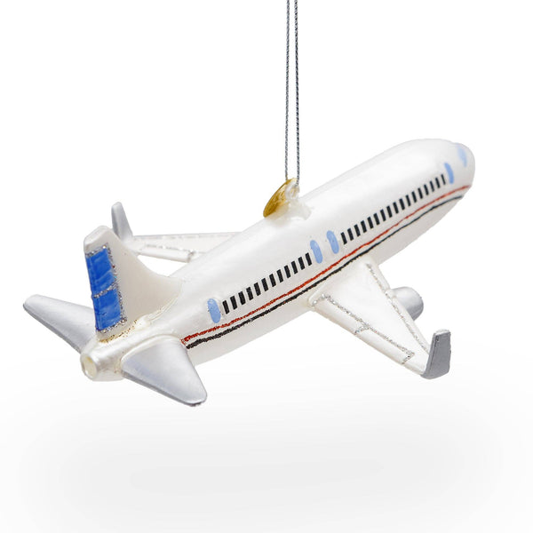 Passenger Jet Airplane Glass Ornament