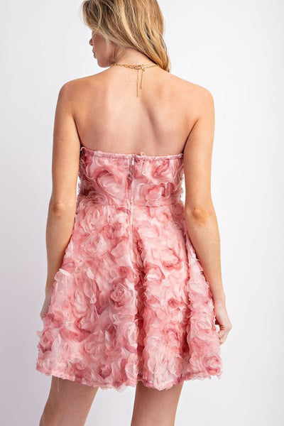 3D Floral Applique Flare Mini Dress