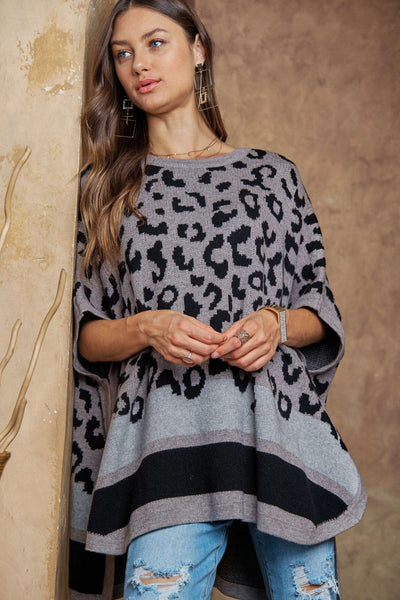 Leopard Poncho Sweater
