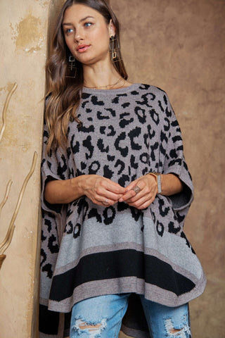 Leopard Poncho Sweater