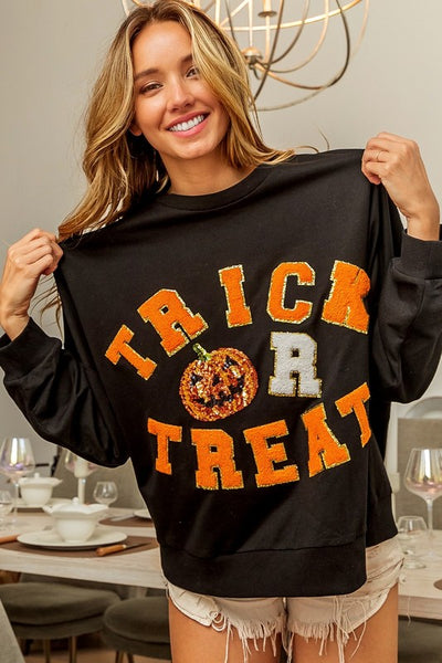 Trick Or Treat Sequin & Applique Sweatshirt