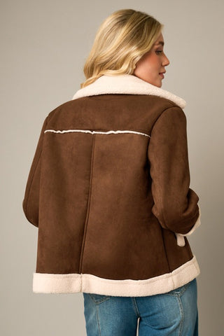 Faux Fur Shearling Suede Moto Jacket