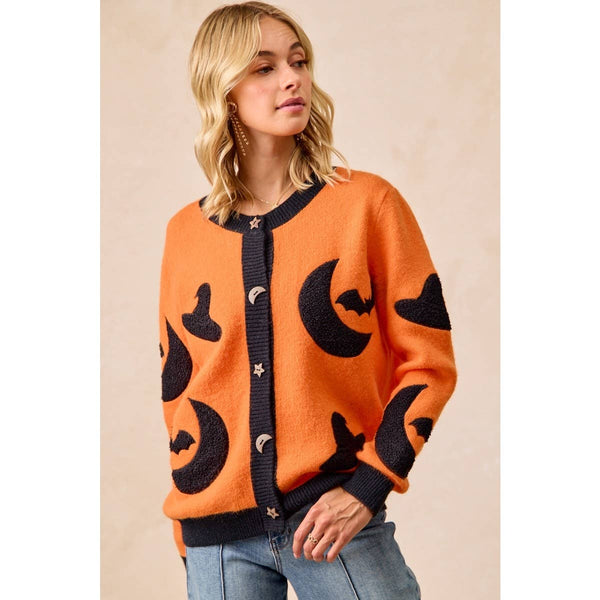 BiBi - HALLOWEEN WITCH HAT MOON BAT ARTWORK CARDIGAN