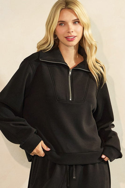 Cloud Knit Half Zip Collared Sweatshirt