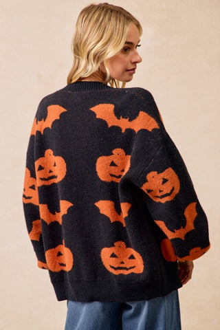Pumpkin & Bats Open Cardigan