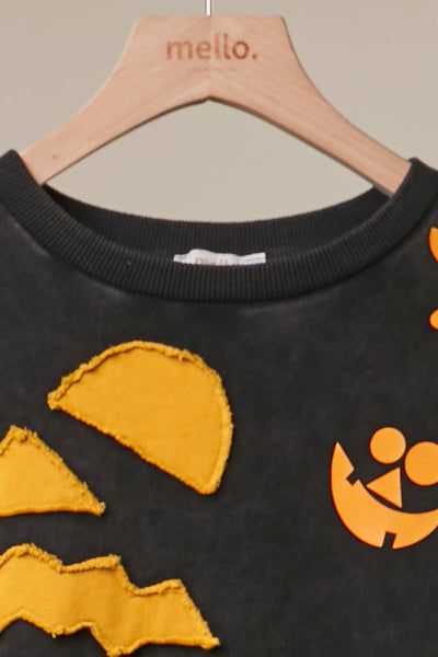 Mello. - Halloween Colorblock with Striped Sleeves Top