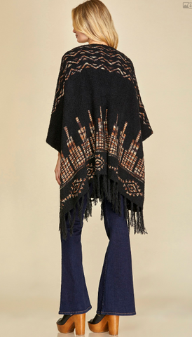 Aztec Print Poncho Back view