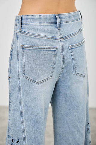 Light blue jeans with a blurred background