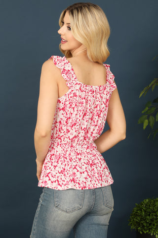 Ruffle Strap Floral Top