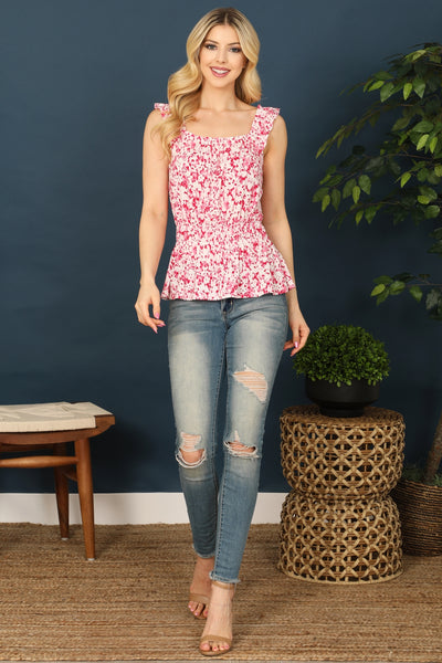 Ruffle Strap Floral Top