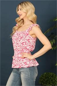 Ruffle Strap Floral Top