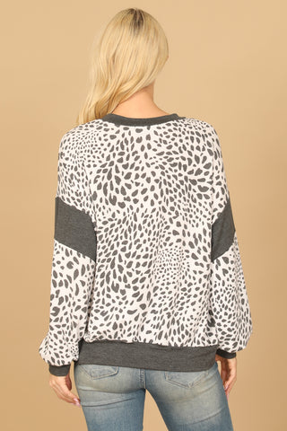 Printed Long Sleeve Top - Ivory