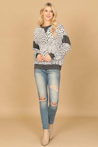 Printed Long Sleeve Top - Ivory