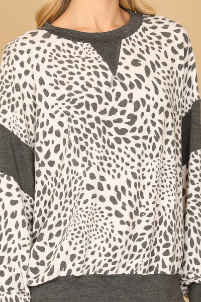 Printed Long Sleeve Top - Ivory