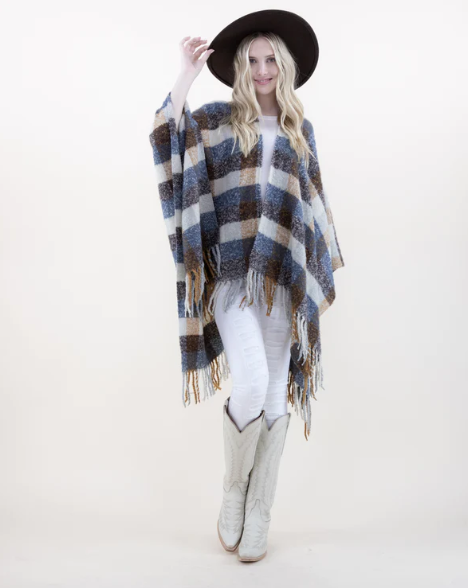 Checkered Plaid Ruana Wrap