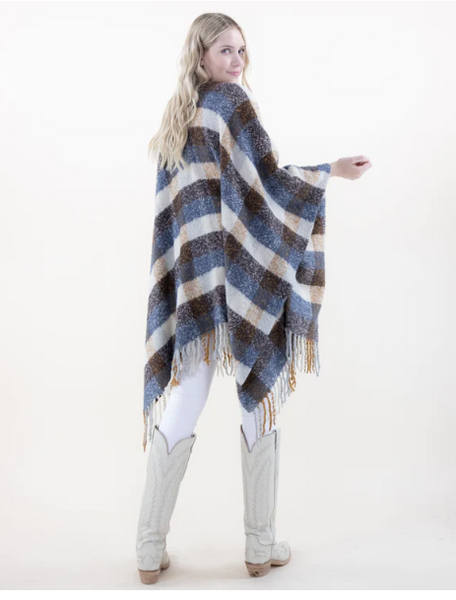 Checkered Plaid Ruana Wrap
