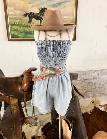 Denim Smocked Romper