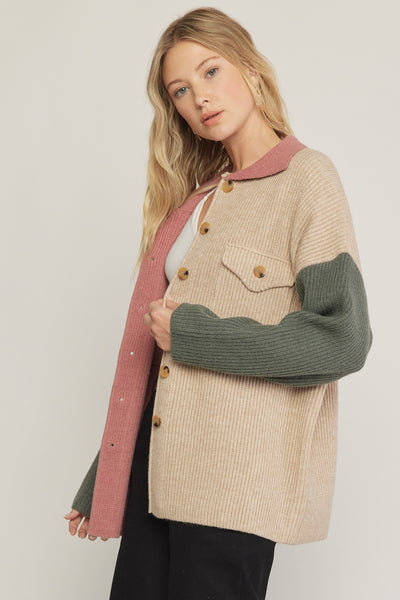 Mauve Color Block Shacket