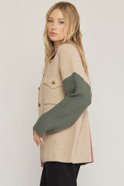 Mauve Color Block Shacket