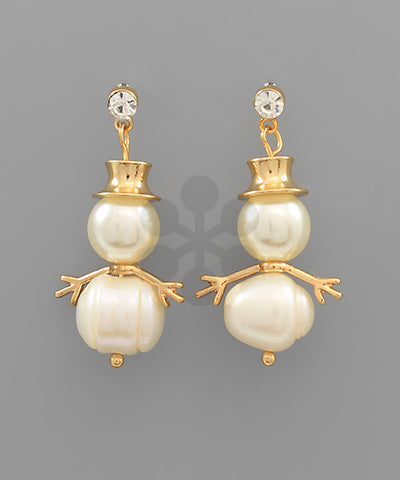 Pearl Snowman Earrings