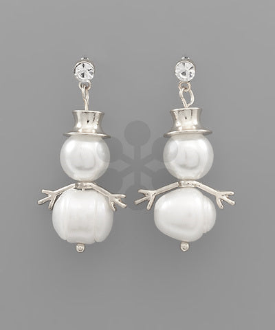 Pearl Snowman Earrings