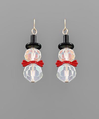 Snowman Faceted Glass Earrings