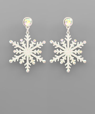 Glitter Snowflake Crystal Earrings