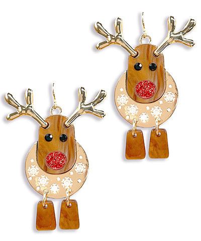 Acrylic Rudolph Earrings