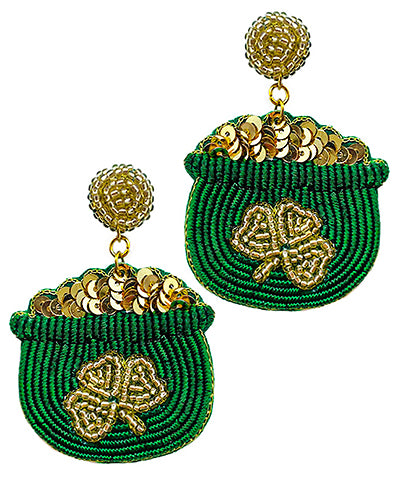 Beaded Pot Of Gold Earrings